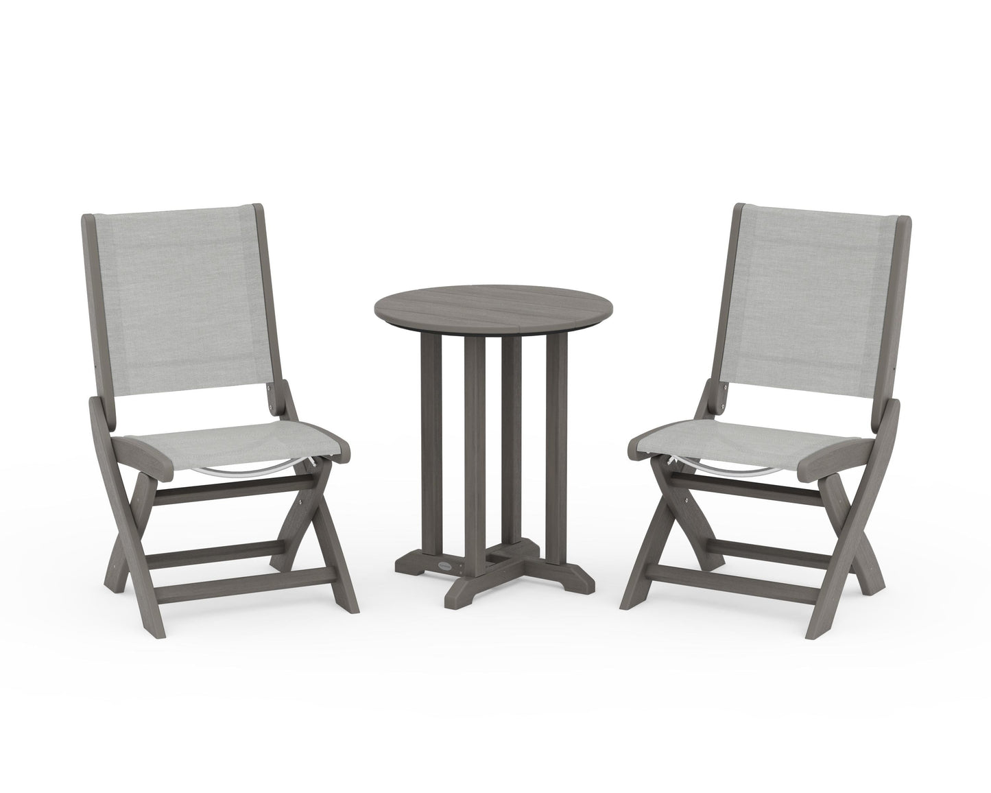 Coastal Folding Side Chair 3-Piece Round Bistro Dining Set