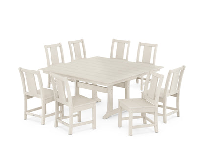 Prairie Side Chair 9-Piece Square Farmhouse Dining Set with Trestle Legs