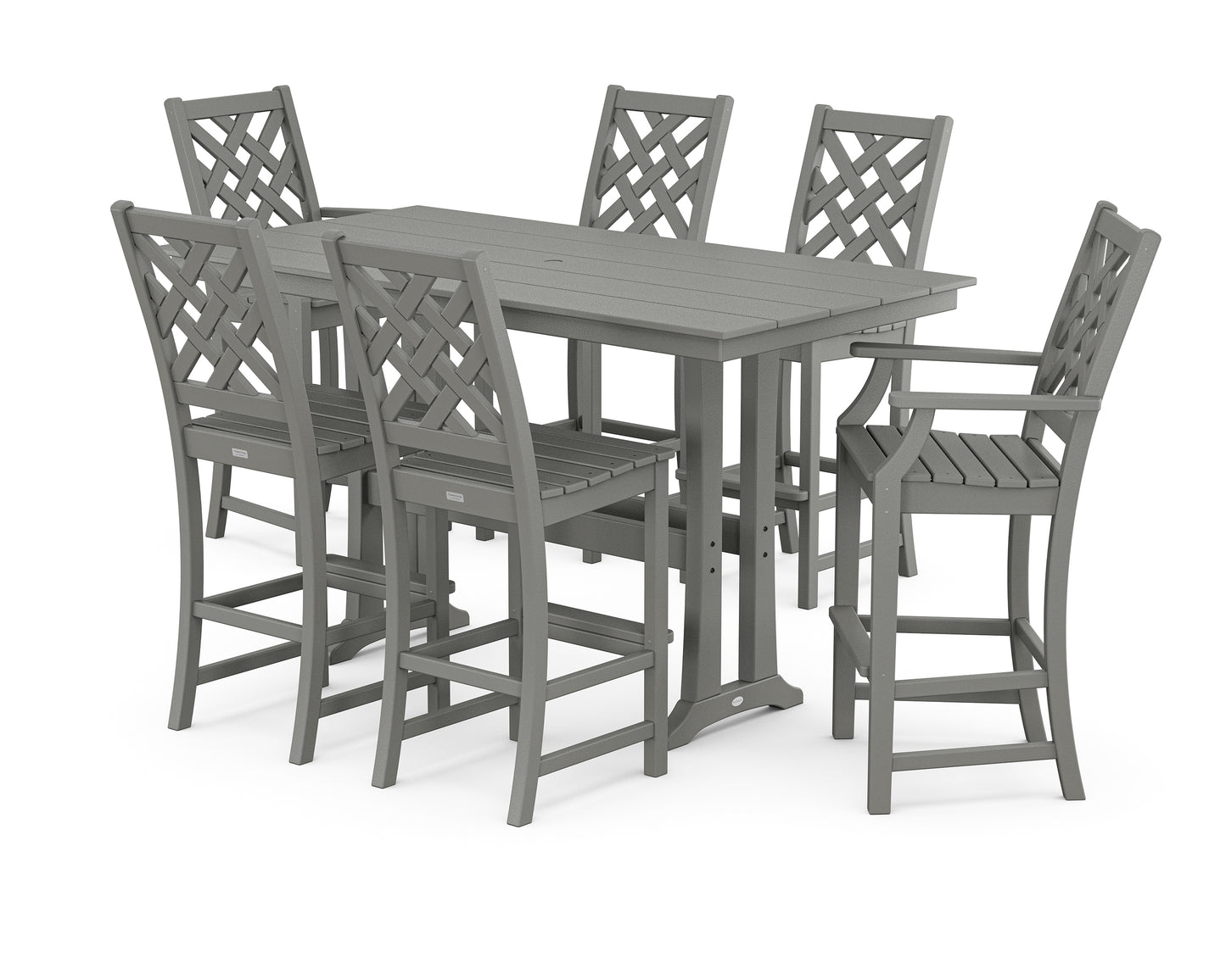 Wovendale 7-Piece Farmhouse Bar Set with Trestle Legs