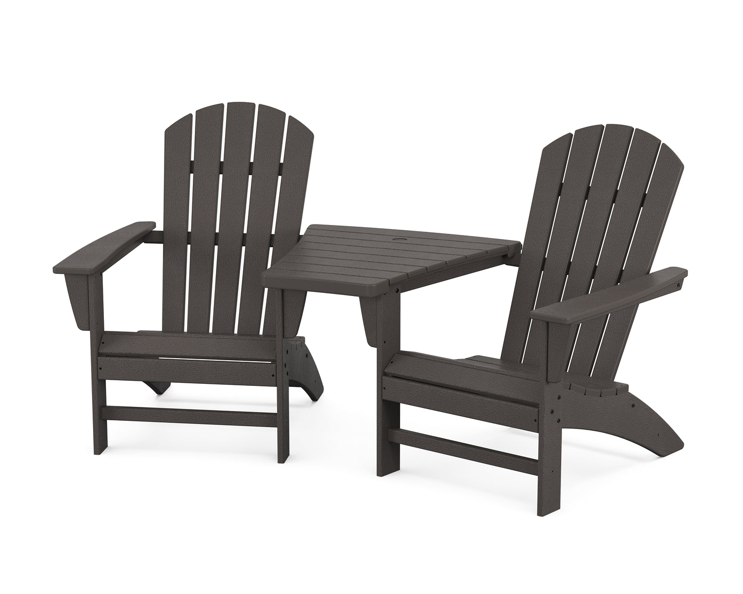 Nautical 3-Piece Adirondack Set with Angled Connecting Table