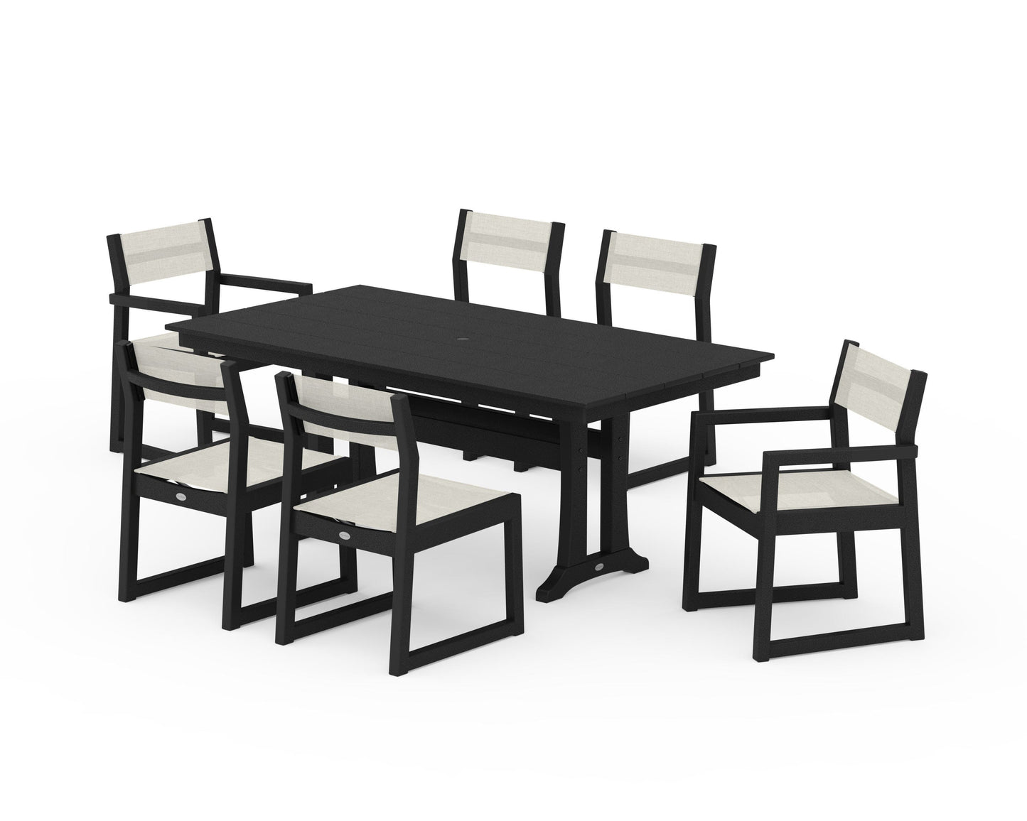 EDGE Sling 7-Piece Farmhouse Trestle Dining Set