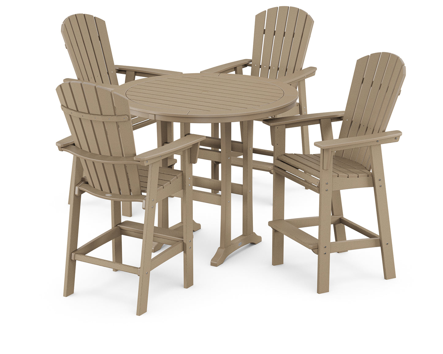 Nautical Curveback Adirondack 5-Piece Round Trestle Bar Set