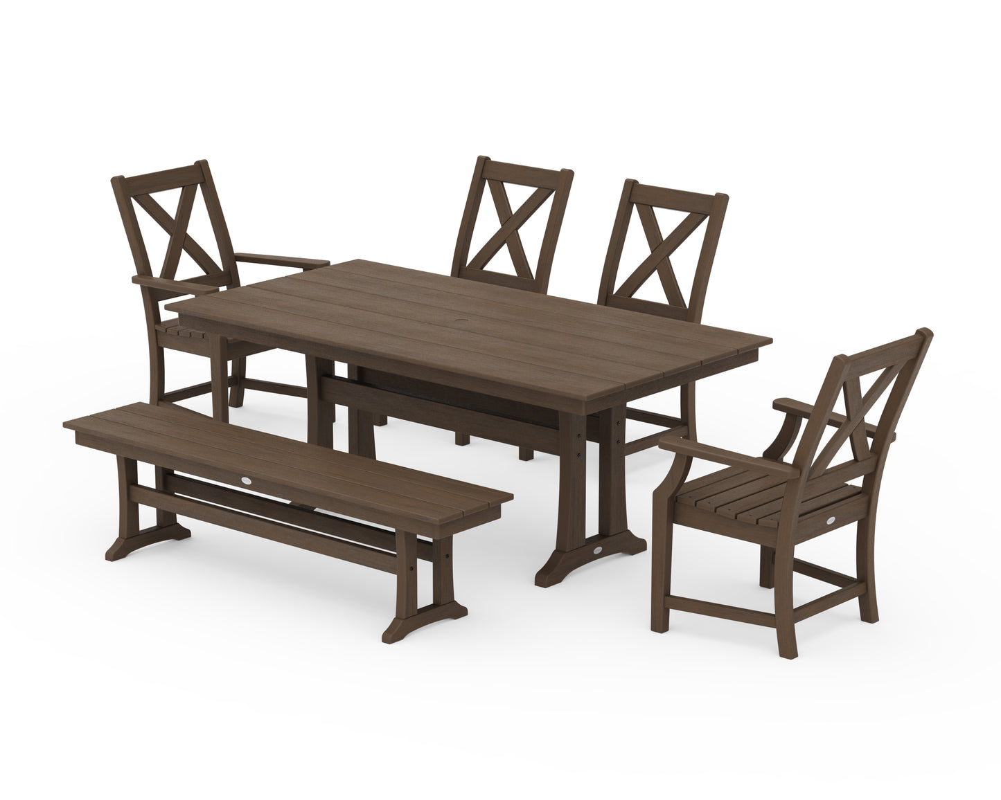 Braxton 6-Piece Farmhouse Dining Set With Trestle Legs