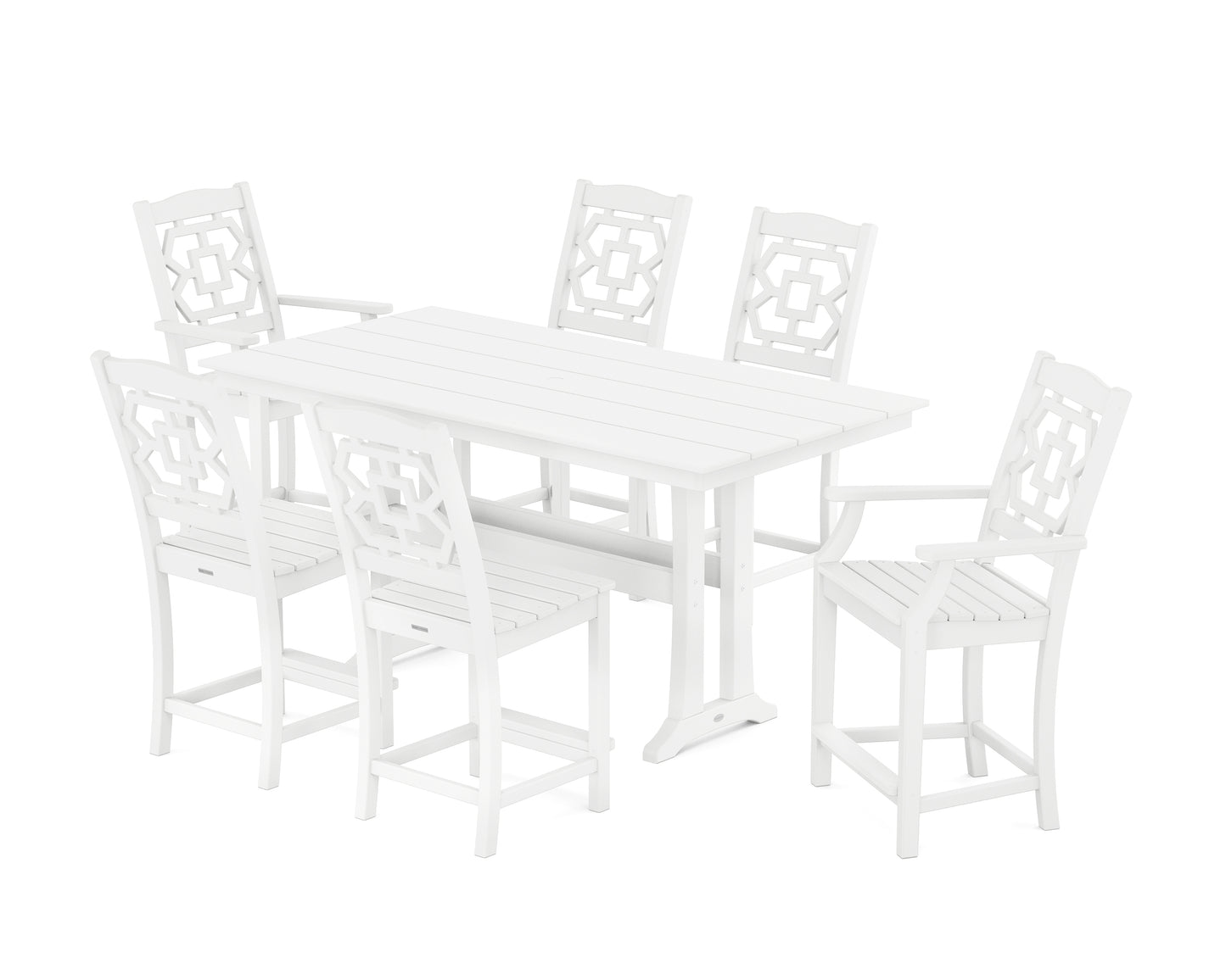 Chinoiserie 7-Piece Farmhouse Counter Set with Trestle Legs