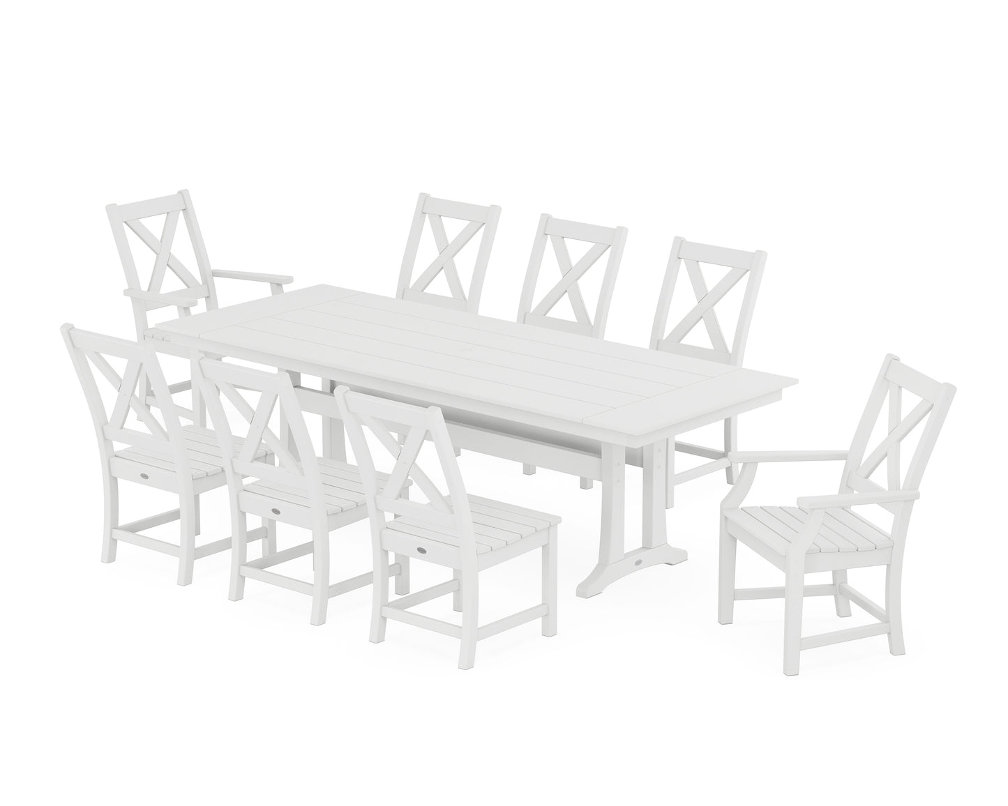 Braxton 9-Piece Farmhouse Dining Set with Trestle Legs