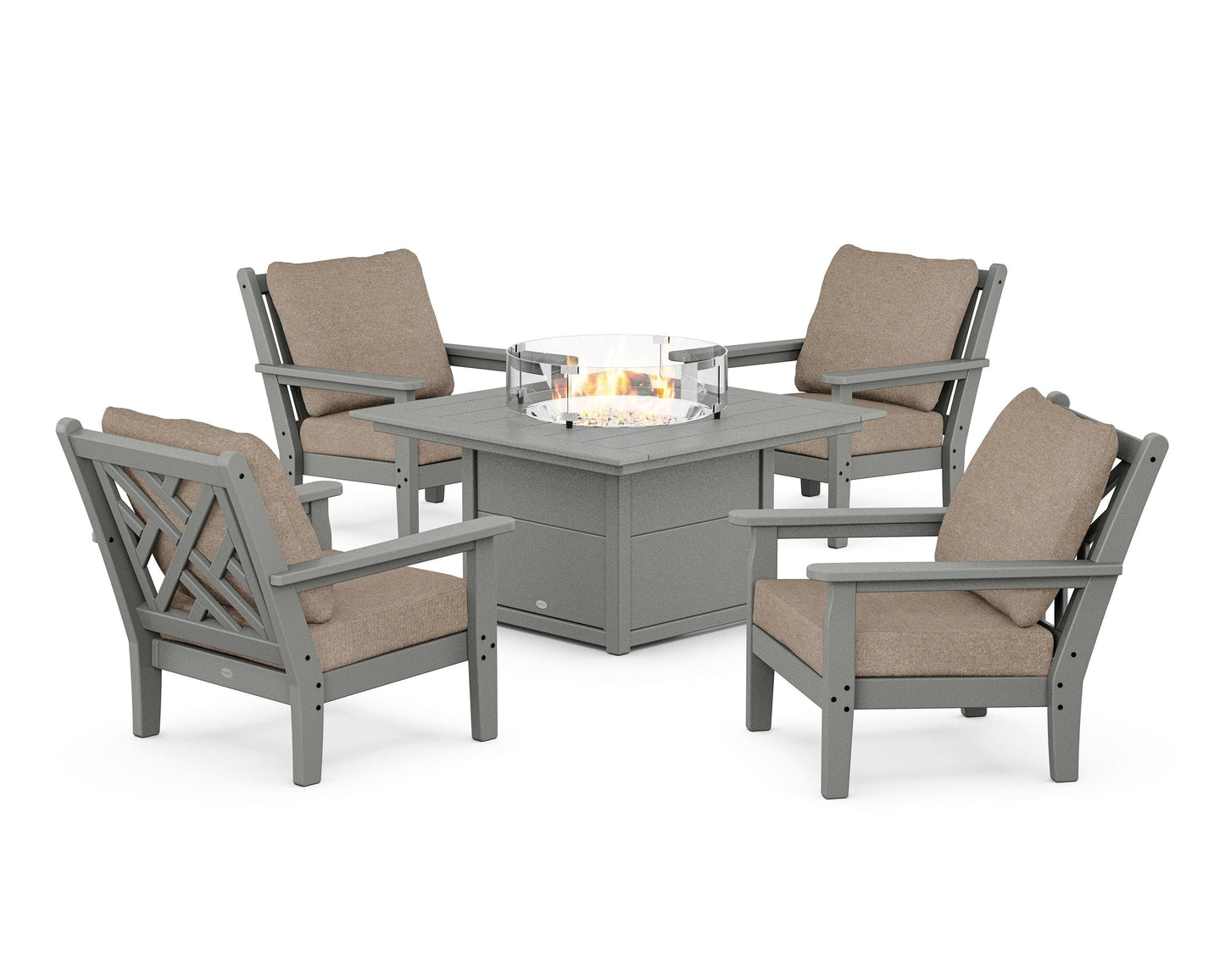Chippendale 5-Piece Deep Seating Set with Fire Pit Table