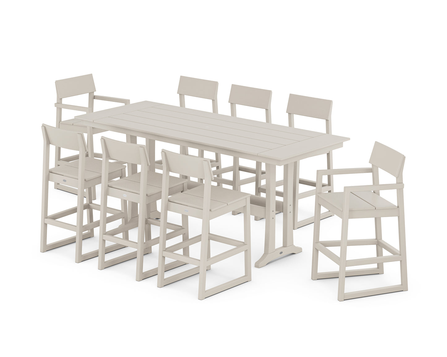 EDGE 9-Piece Farmhouse Bar Set with Trestle Legs
