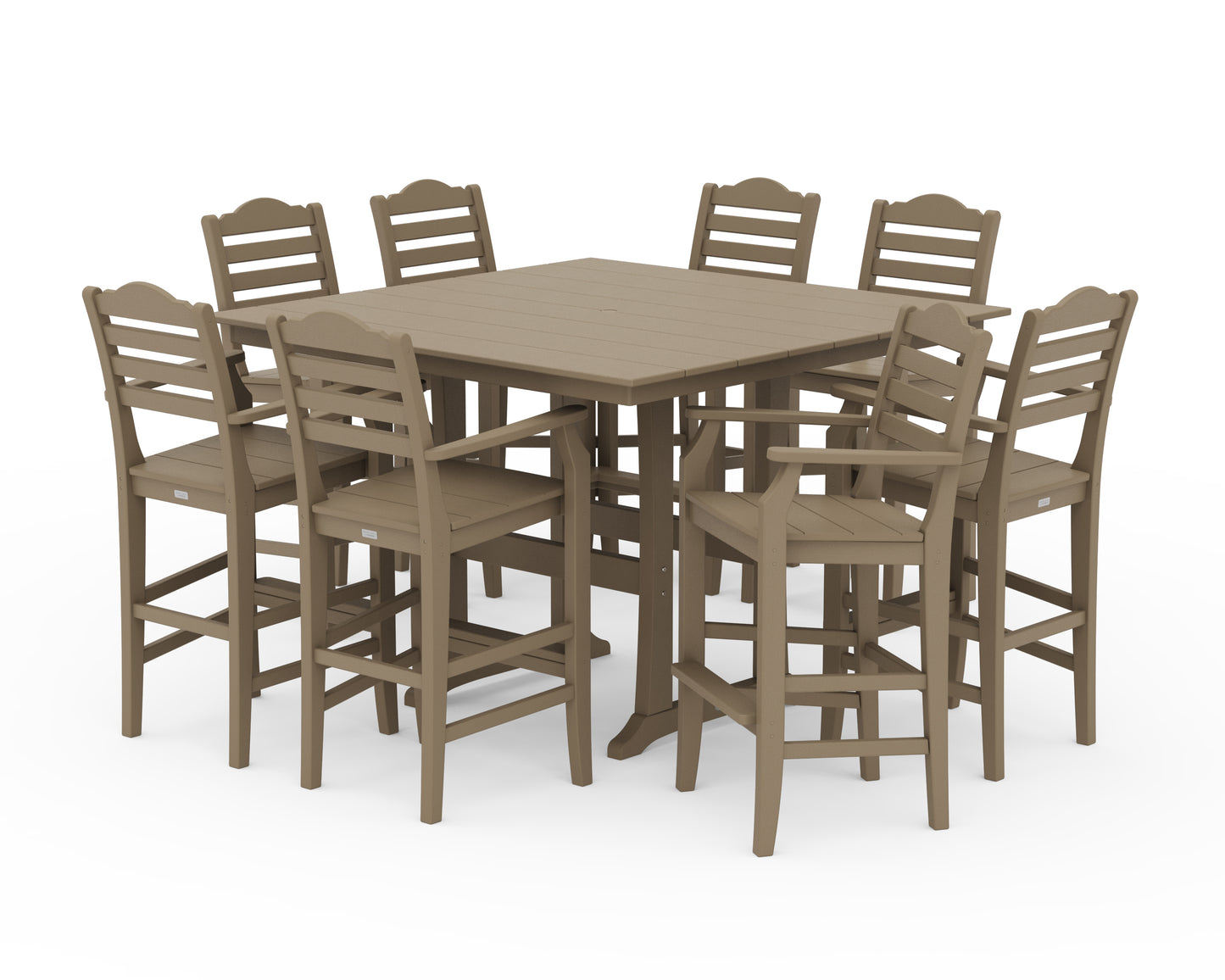Savannah 9-Piece Square Farmhouse Bar Set with Trestle Legs