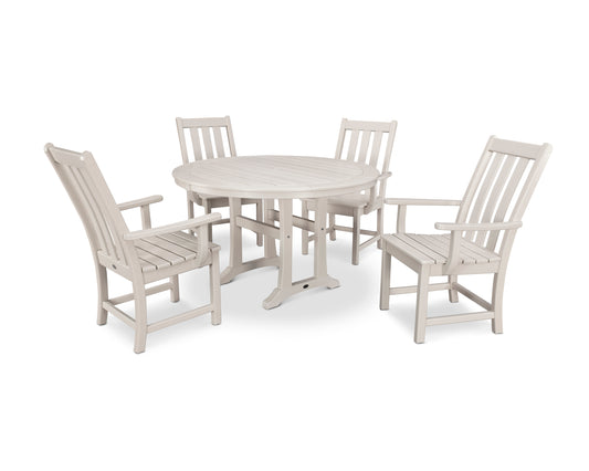 Vineyard 5-Piece Round Dining Set with Trestle Legs