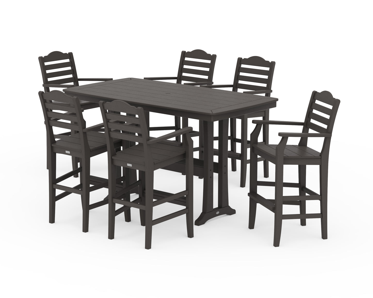 Savannah Arm Chair 7-Piece Bar Set with Trestle Legs