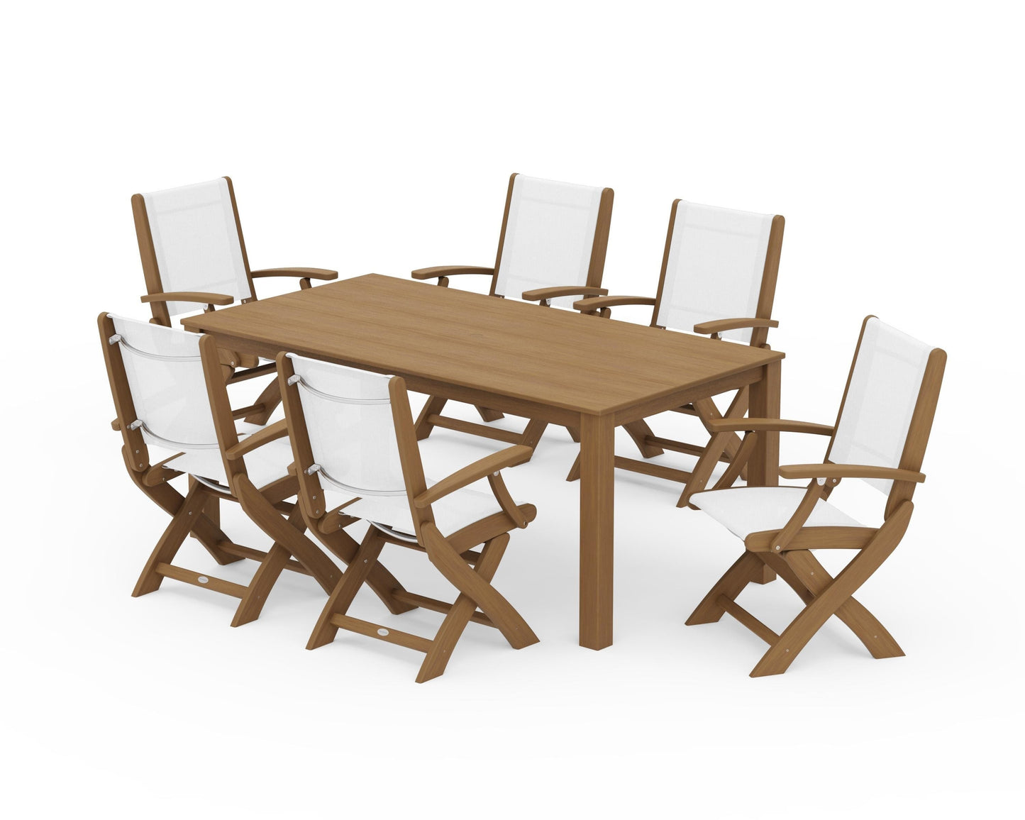 Coastal Folding Chair 7-Piece Parsons Dining Set