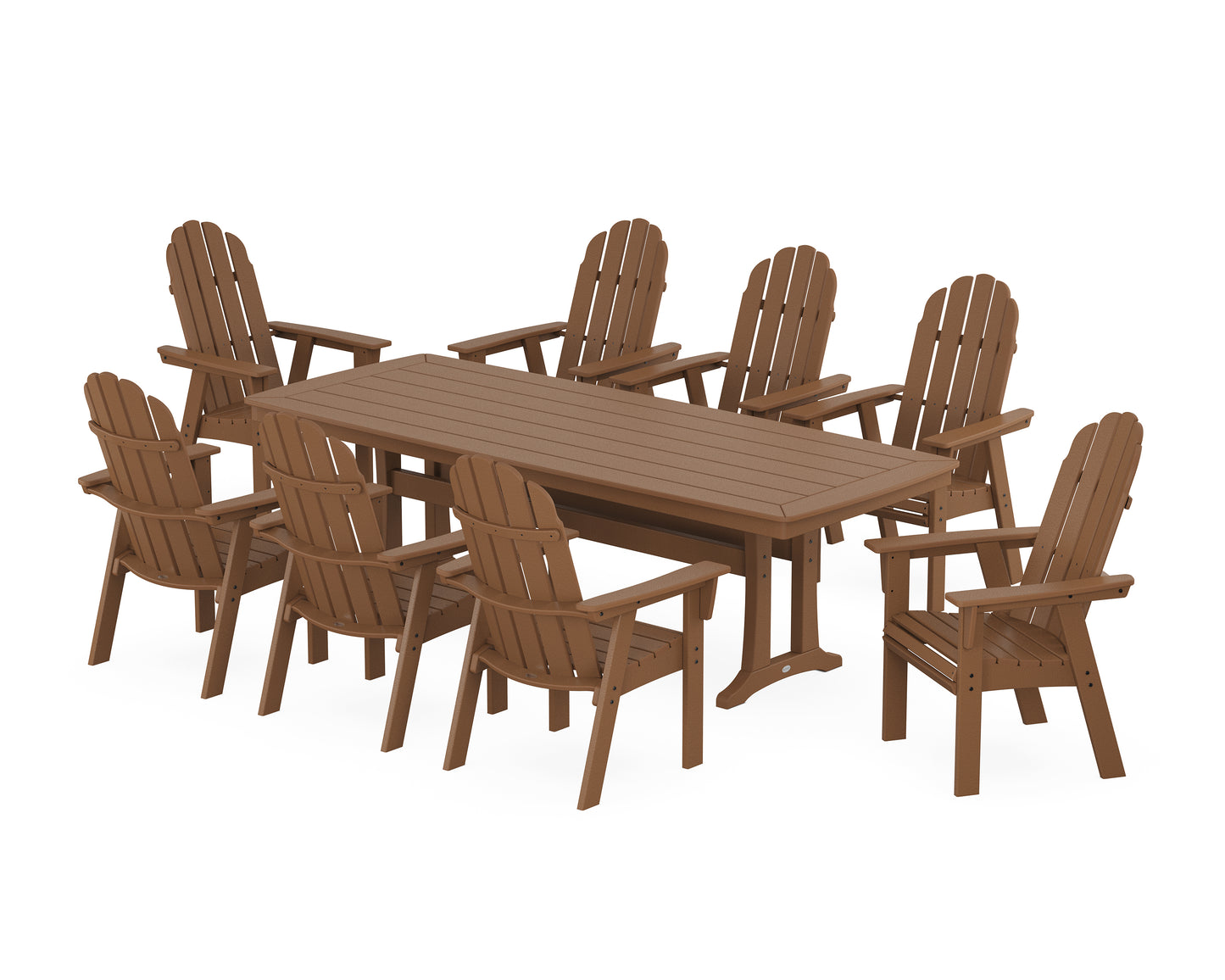 Vineyard Curveback Adirondack 9-Piece Dining Set with Trestle Legs