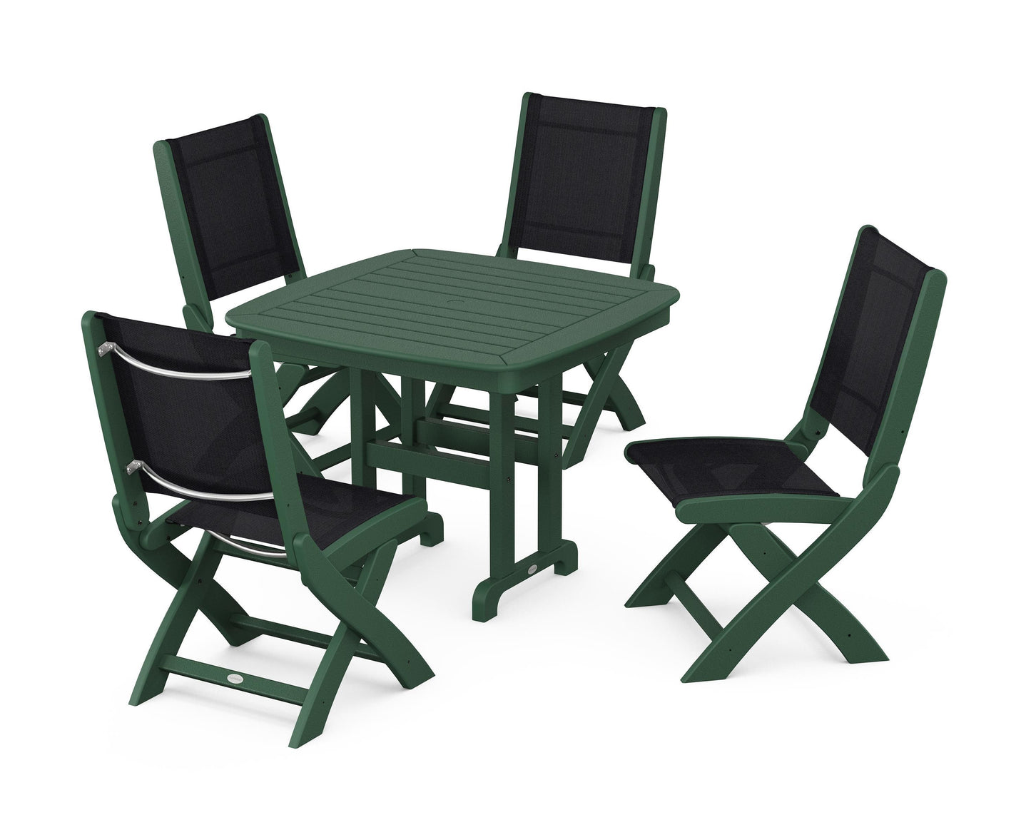 Coastal Folding Side Chair 5-Piece Dining Set