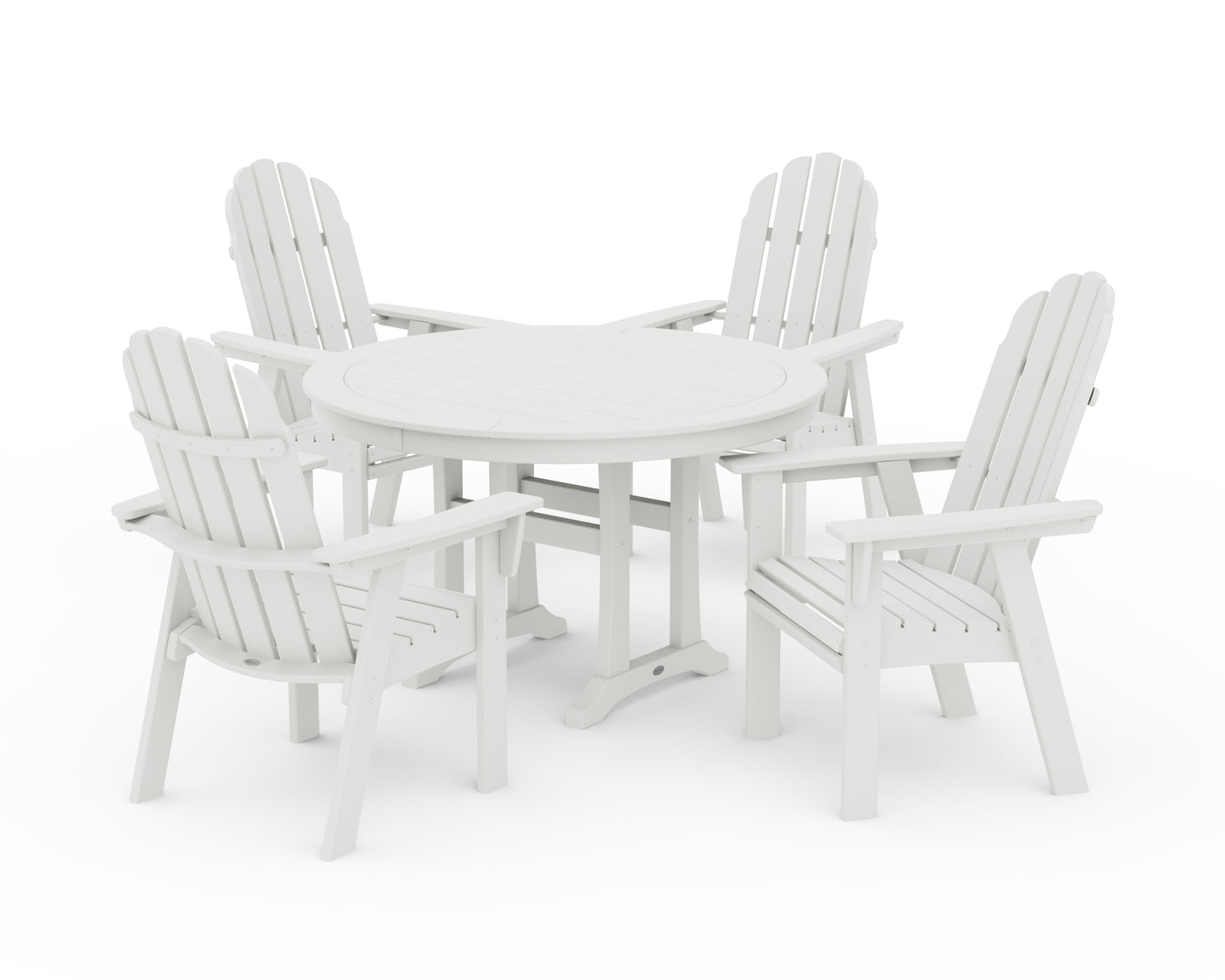 Vineyard Curveback Adirondack 5-Piece Nautical Trestle Dining Set