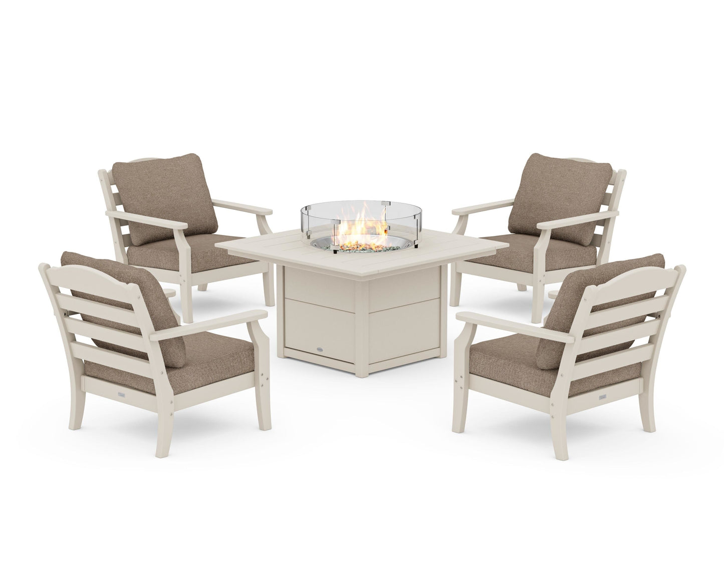 Savannah 5-Piece Deep Seating Set with Fire Pit Table