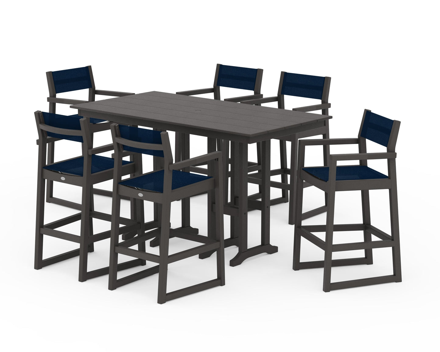 EDGE Sling Arm Chair 7-Piece Farmhouse Bar Set