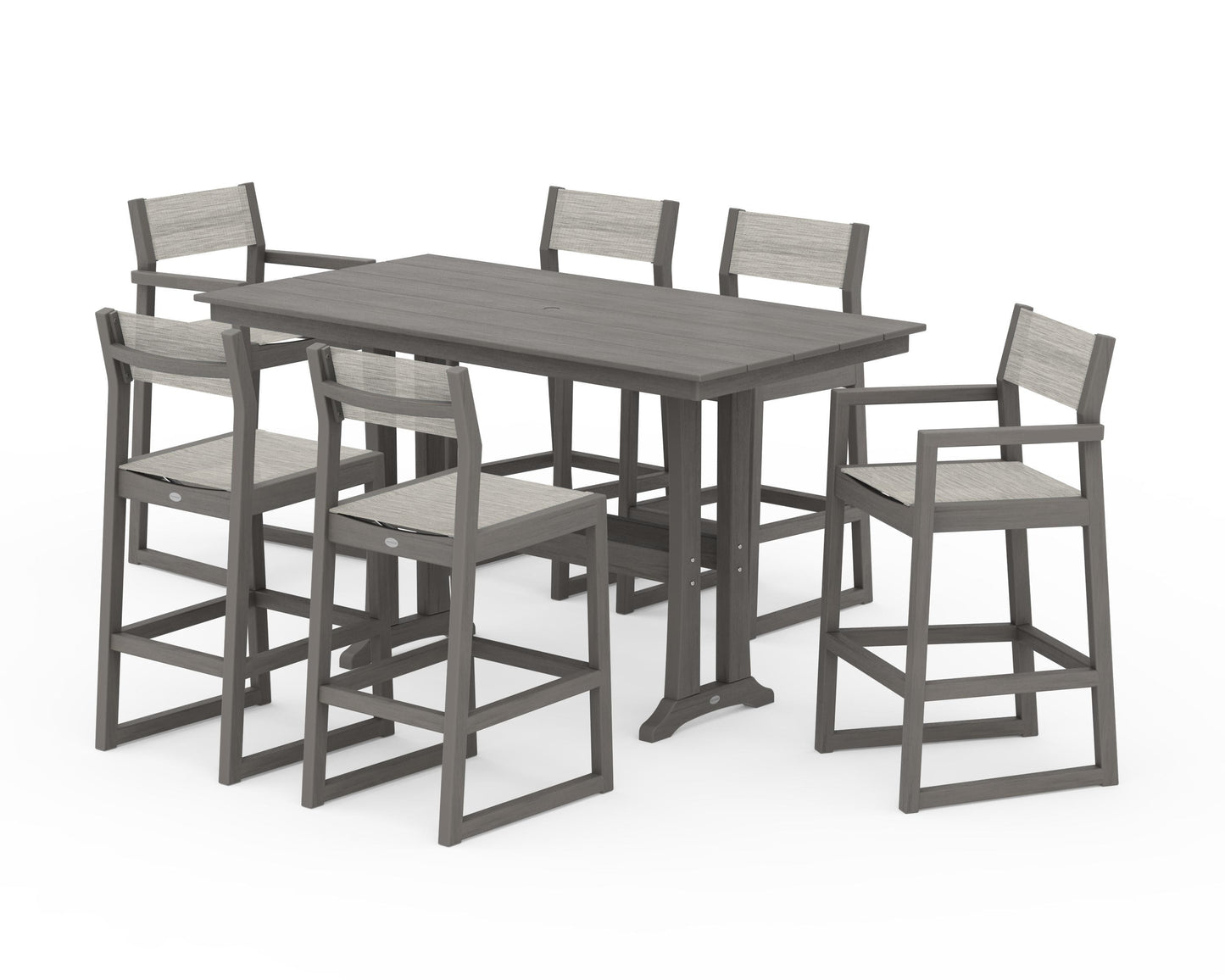 EDGE Sling 7-Piece Farmhouse Bar Set with Trestle Legs