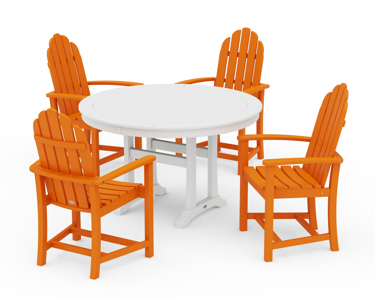 Classic Adirondack 5-Piece Round Dining Set with Trestle Legs