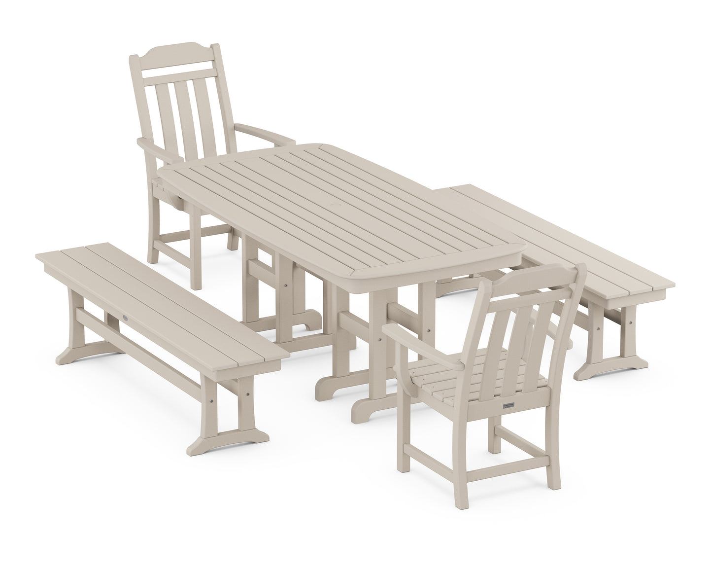 Country Living 5-Piece Dining Set with Benches