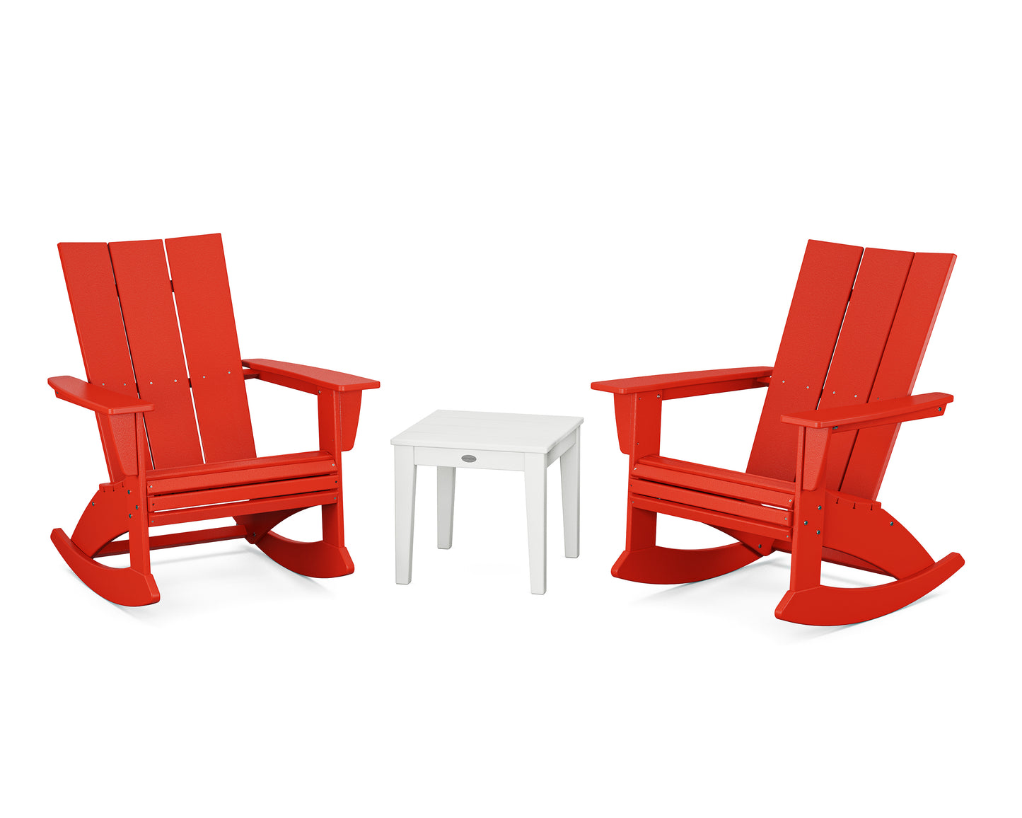 Modern Curveback 3-Piece Adirondack Rocking Chair Set