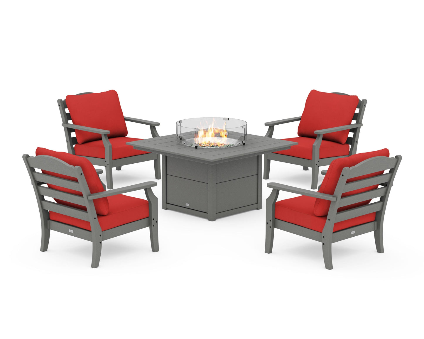 Savannah 5-Piece Deep Seating Set with Fire Pit Table