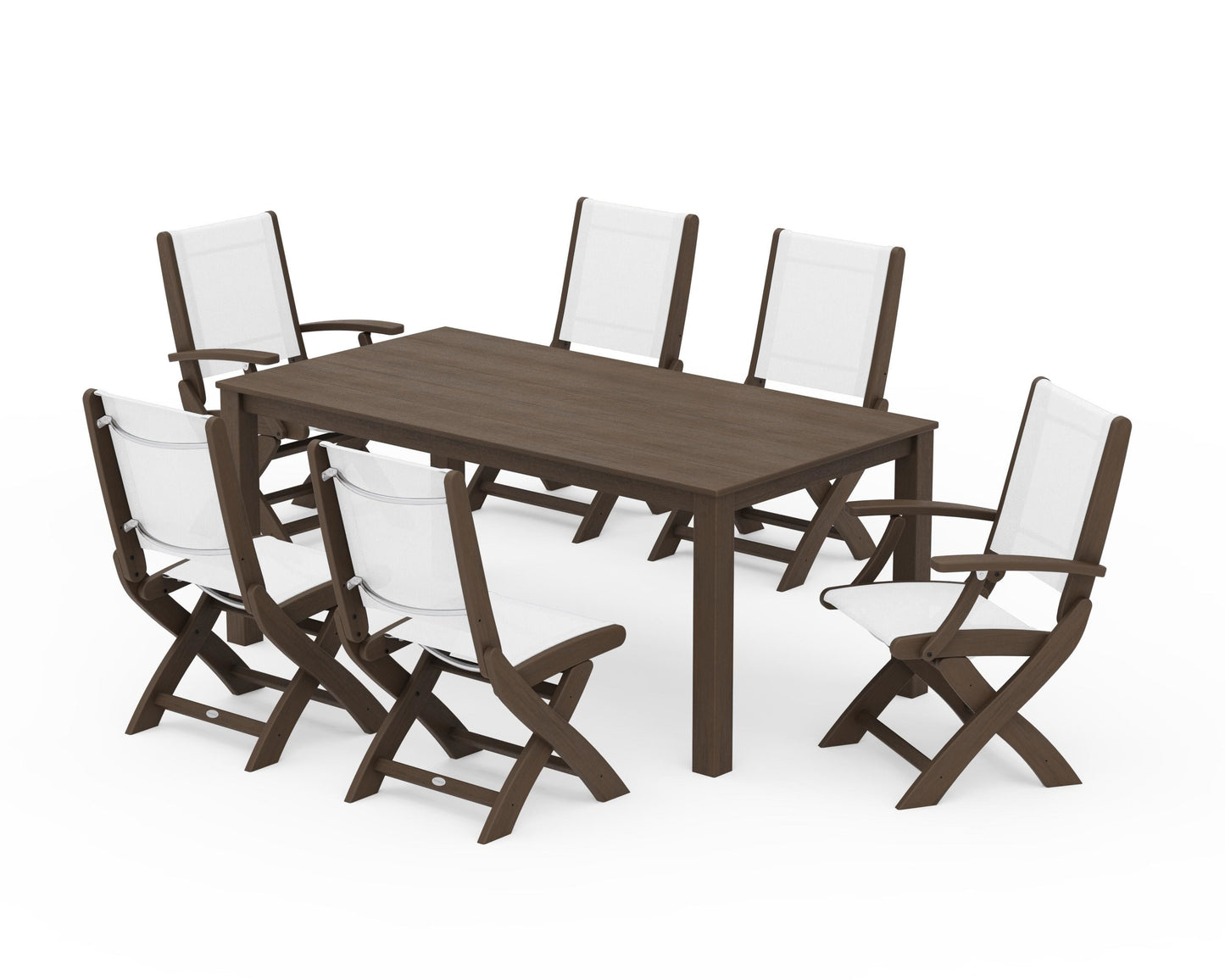 Coastal Folding Chair 7-Piece Parsons Dining Set