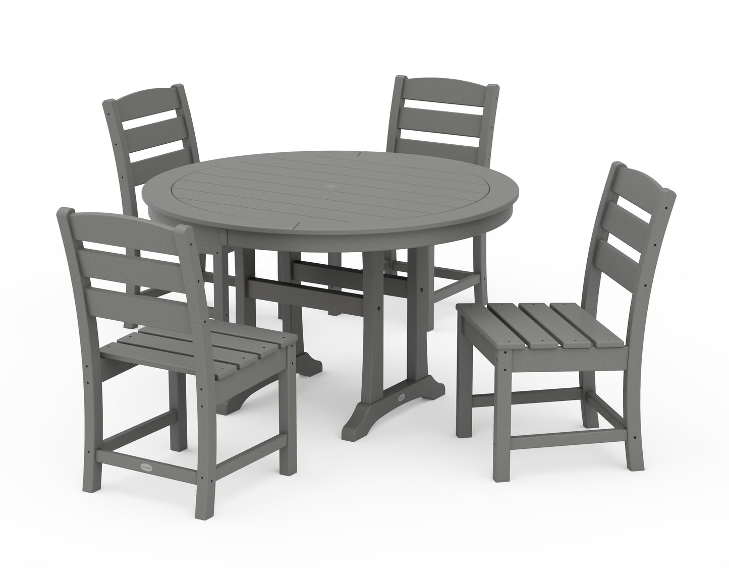 Lakeside Side Chair 5-Piece Round Dining Set With Trestle Legs