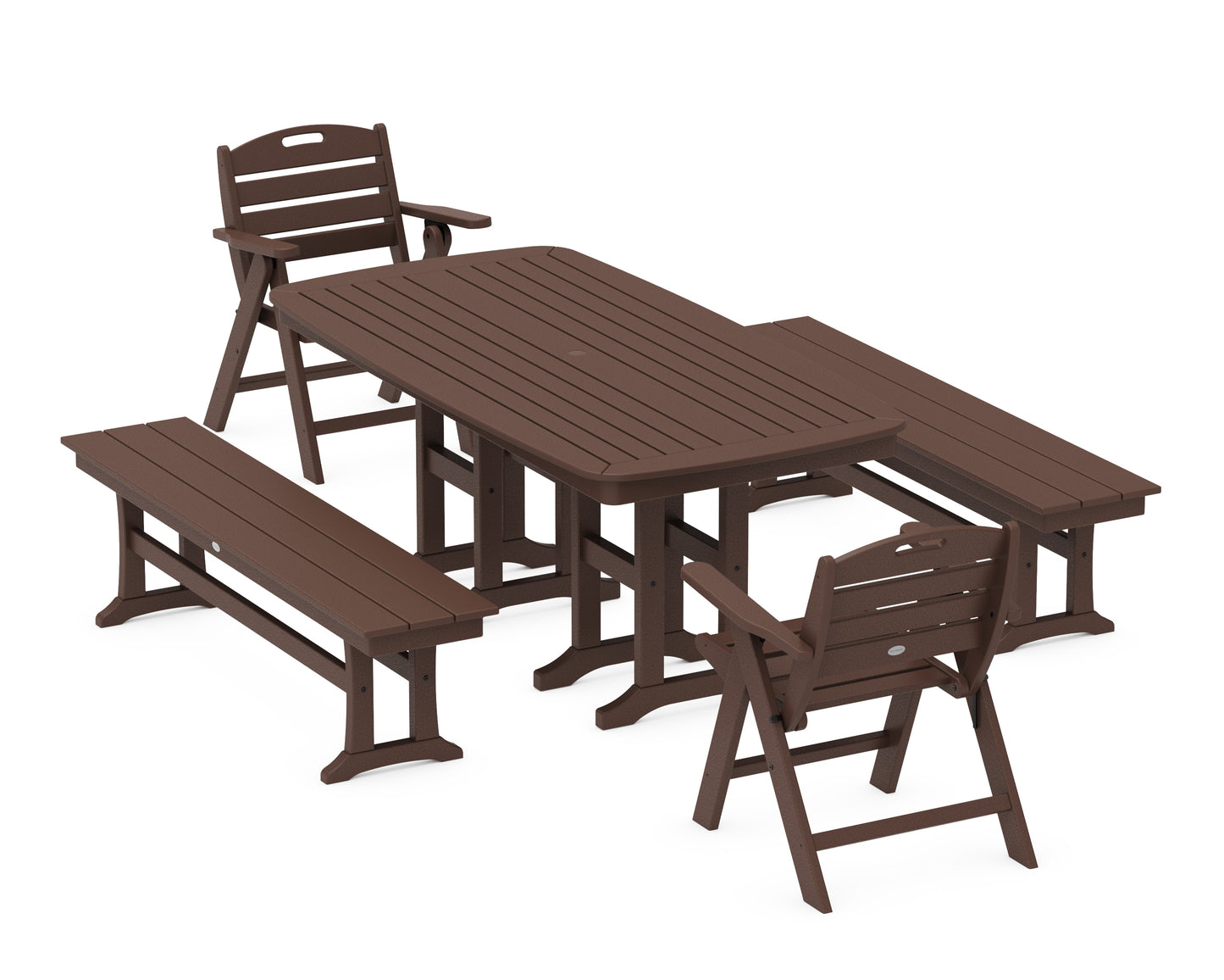 Nautical Lowback 5-Piece Dining Set with Benches
