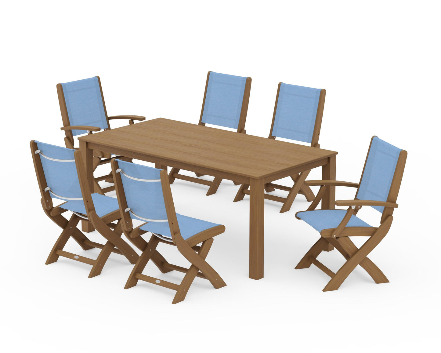 Coastal Folding Chair 7-Piece Parsons Dining Set