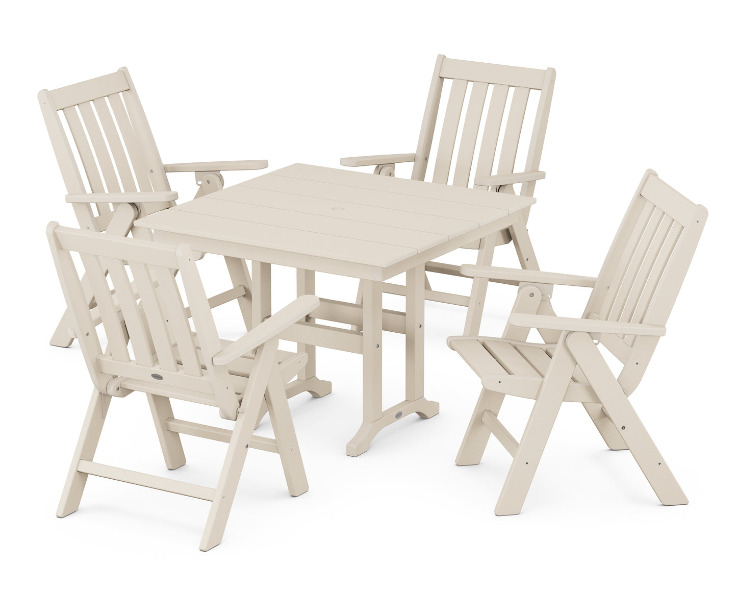 Vineyard Folding Chair 5-Piece Farmhouse Dining Set