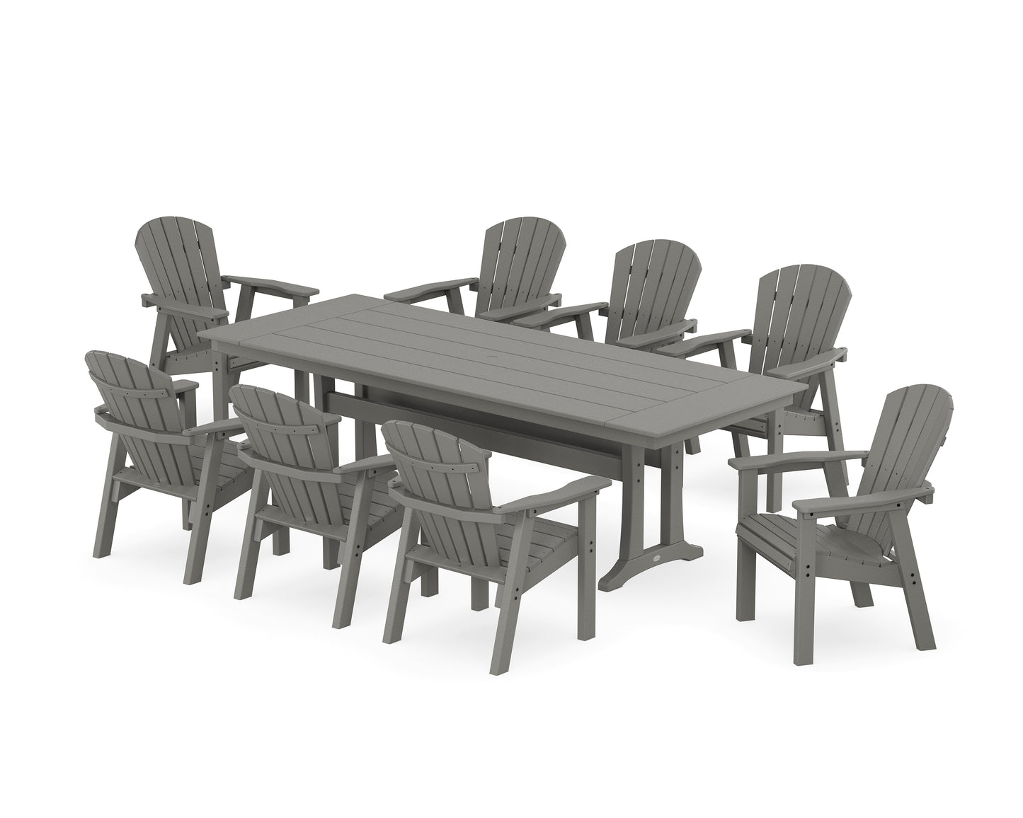 Seashell 9-Piece Farmhouse Dining Set with Trestle Legs