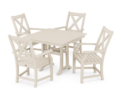 Braxton 5-Piece Farmhouse Dining Set With Trestle Legs