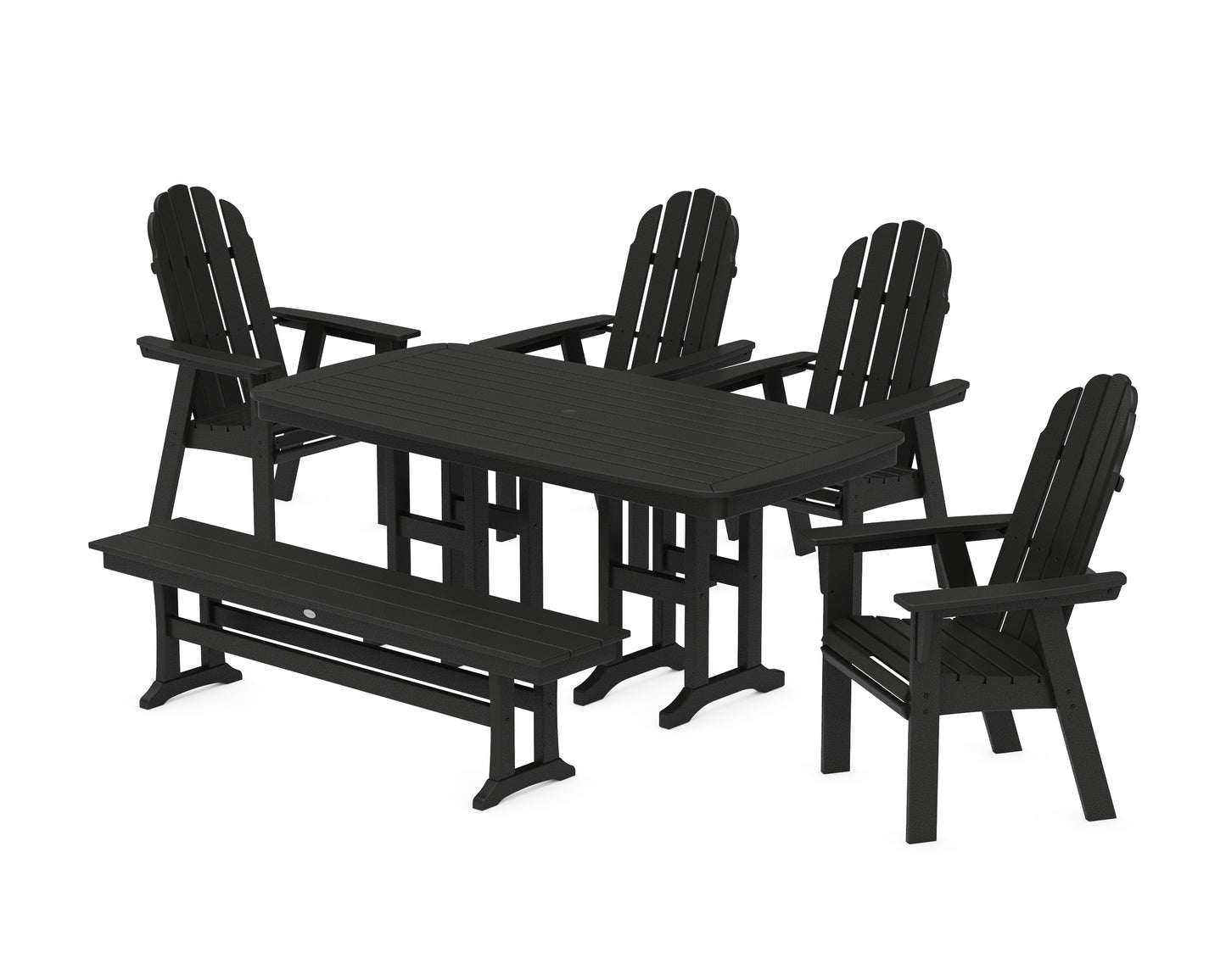 Vineyard Curveback Adirondack Chair 6-Piece Dining Set with Bench