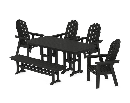 Vineyard Curveback Adirondack Chair 6-Piece Dining Set with Bench