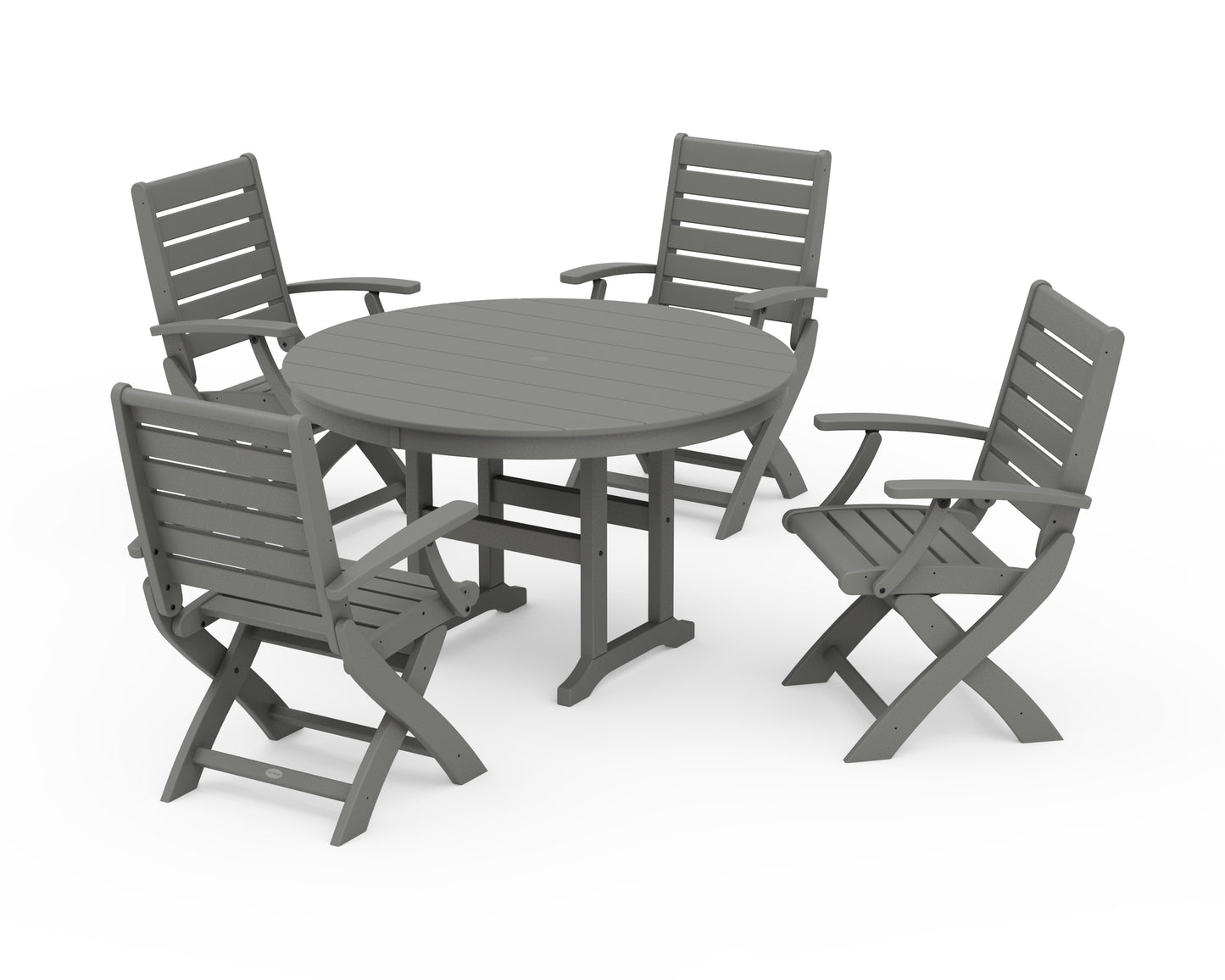 Signature Folding Chair 5-Piece Round Farmhouse Dining Set