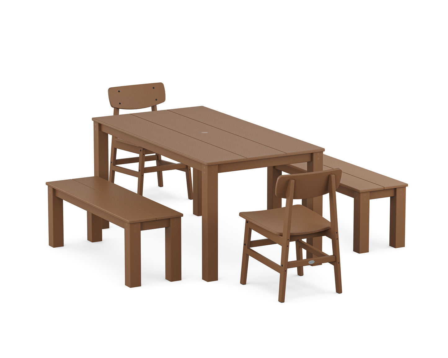 Modern Studio Urban Chair 5-Piece Parsons Dining Set with Benches