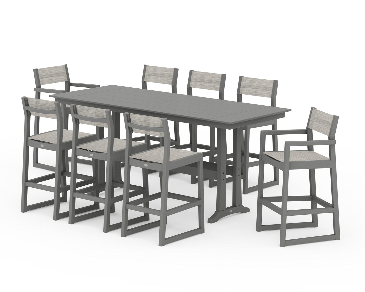 EDGE Sling 9-Piece Farmhouse Bar Set with Trestle Legs