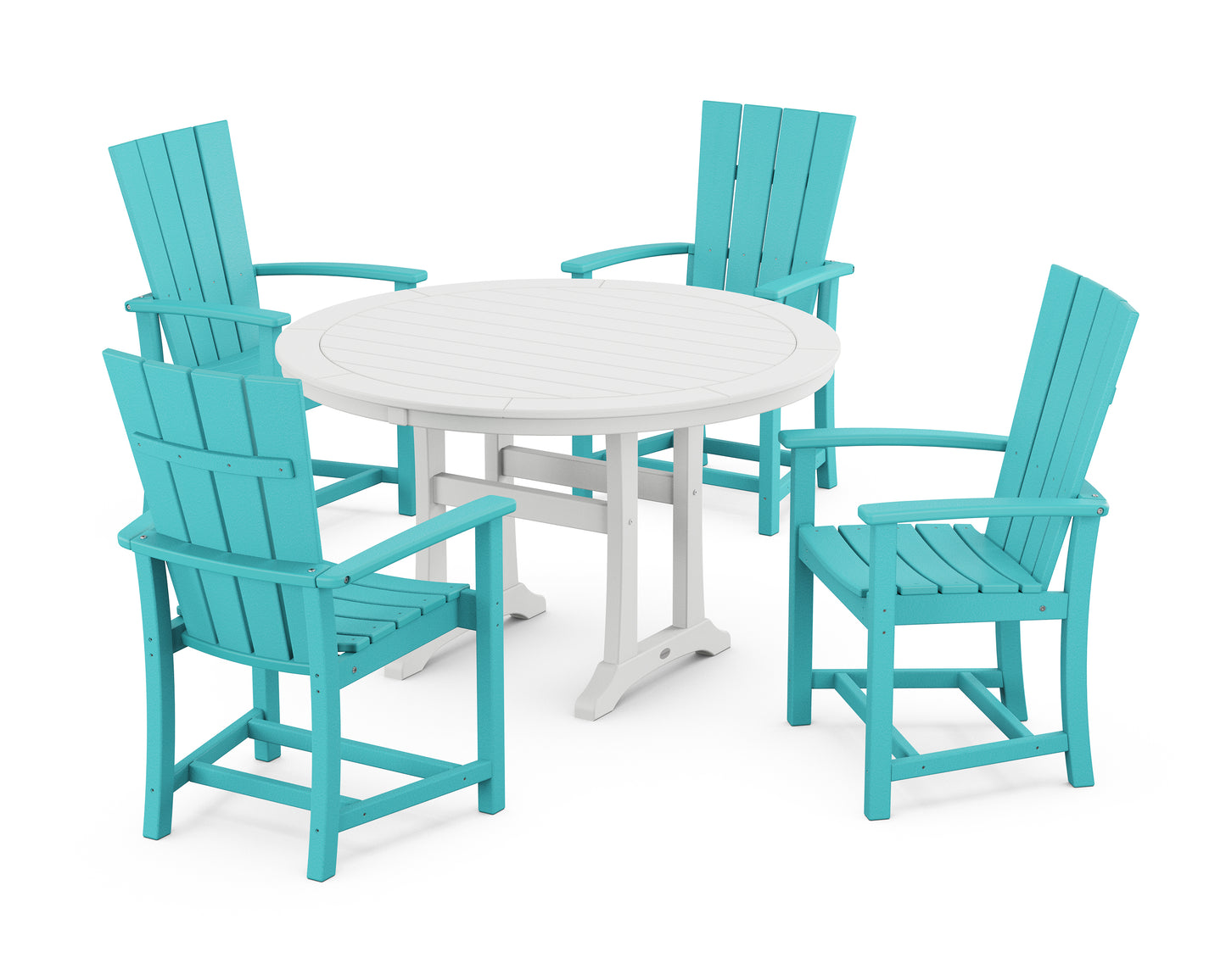 Quattro 5-Piece Round Dining Set with Trestle Legs