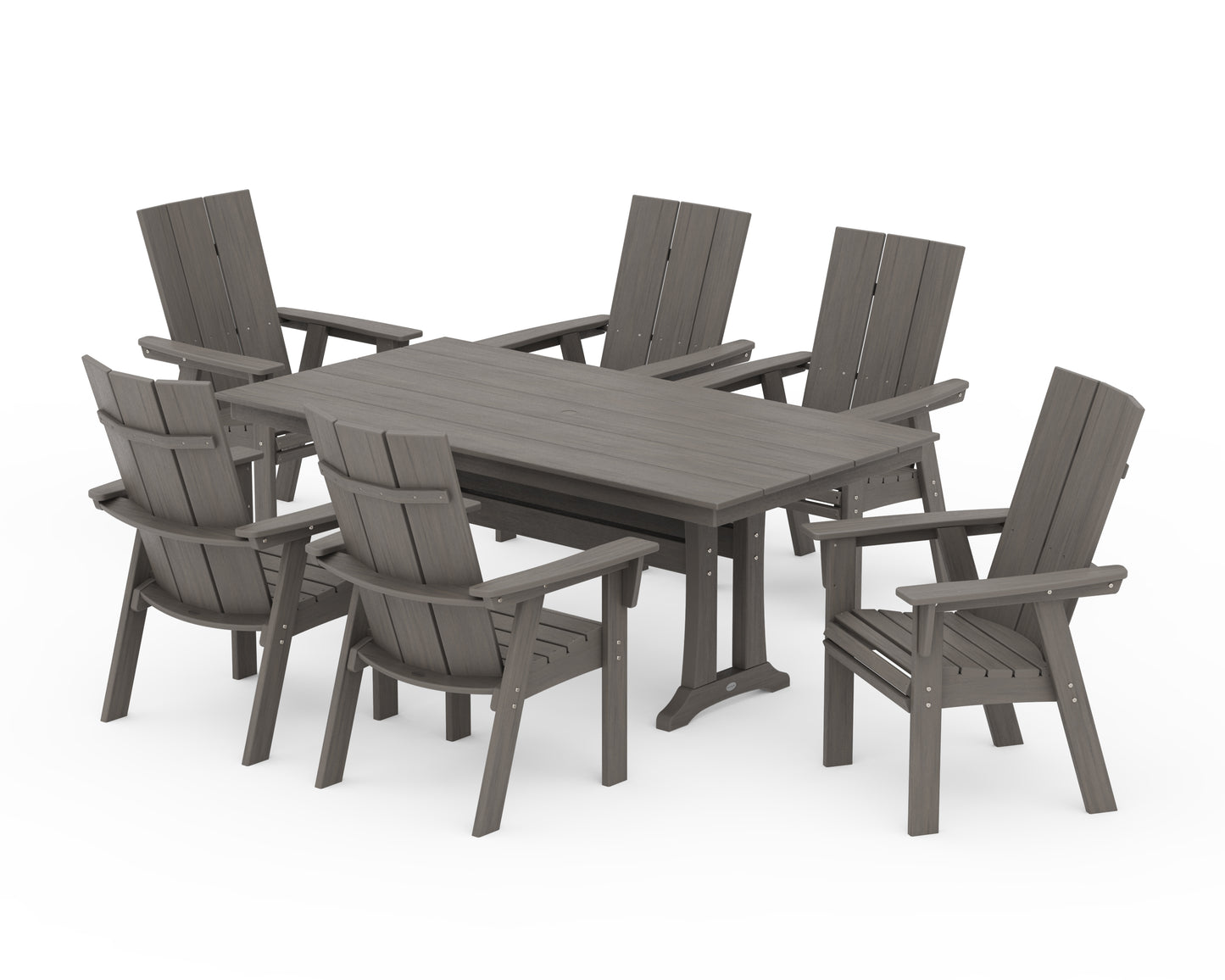 Modern Curveback Adirondack 7-Piece Farmhouse Dining Set with Trestle Legs