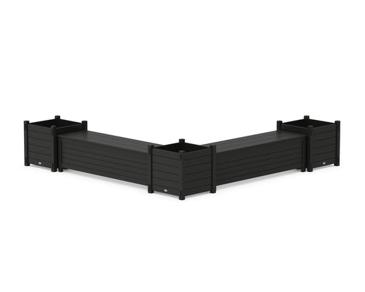 60" Nautical L- Shaped Planter Storage Bench Corner Set- Large