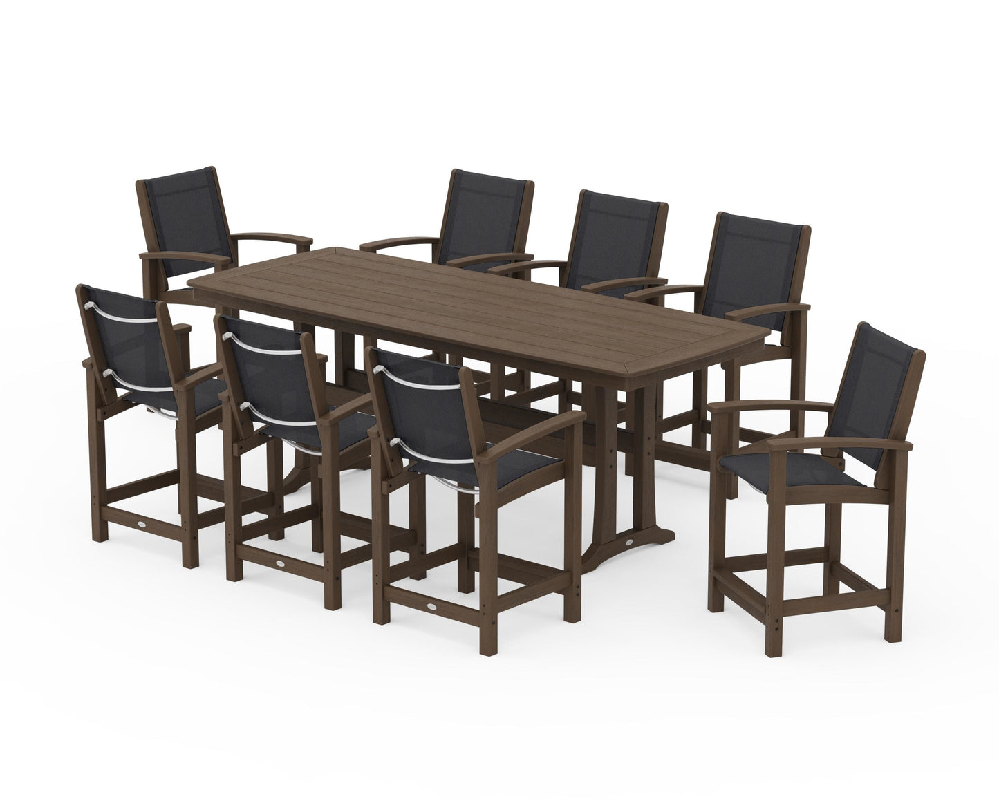 Coastal 9-Piece Counter Set with Trestle Legs
