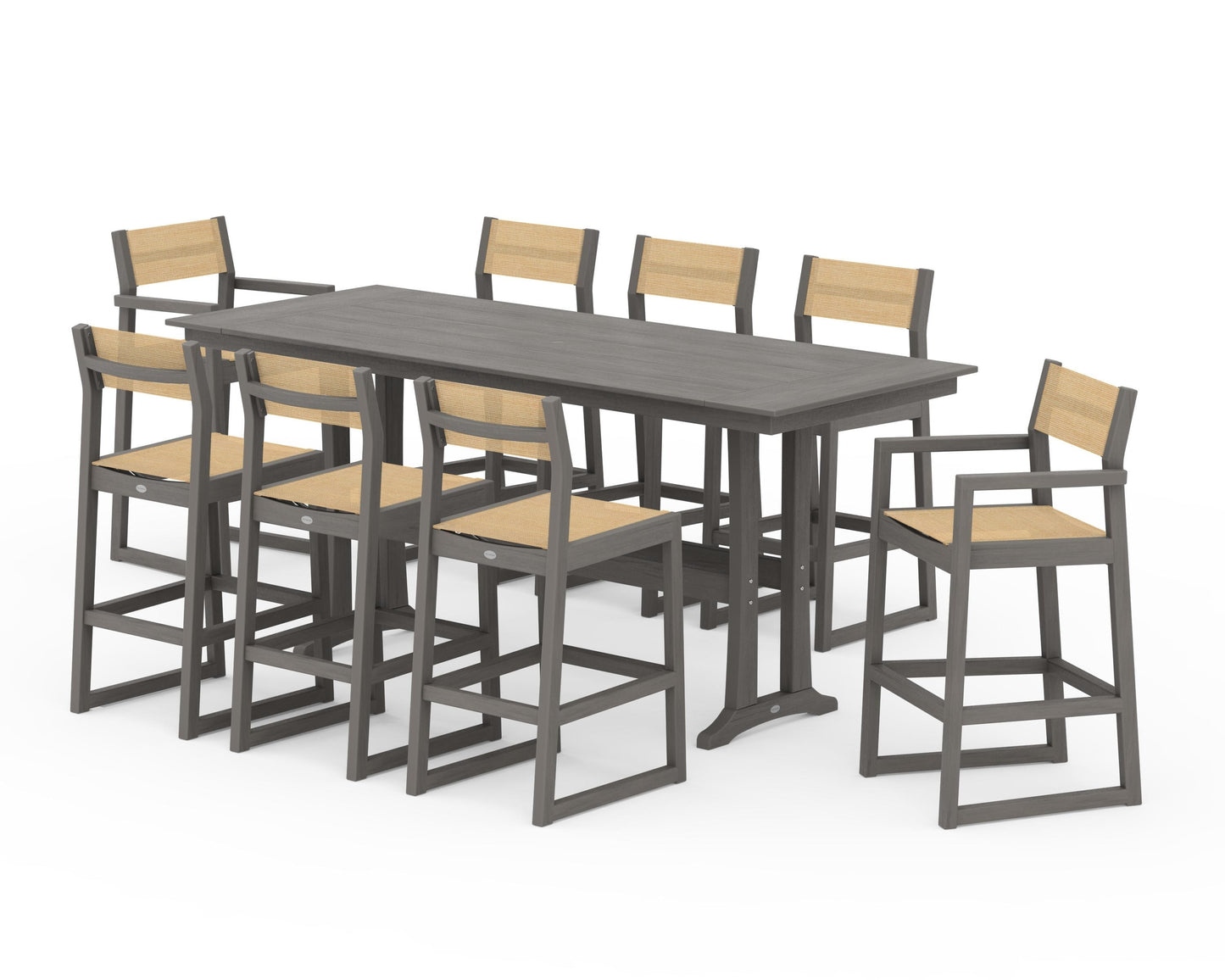 EDGE Sling 9-Piece Farmhouse Bar Set with Trestle Legs