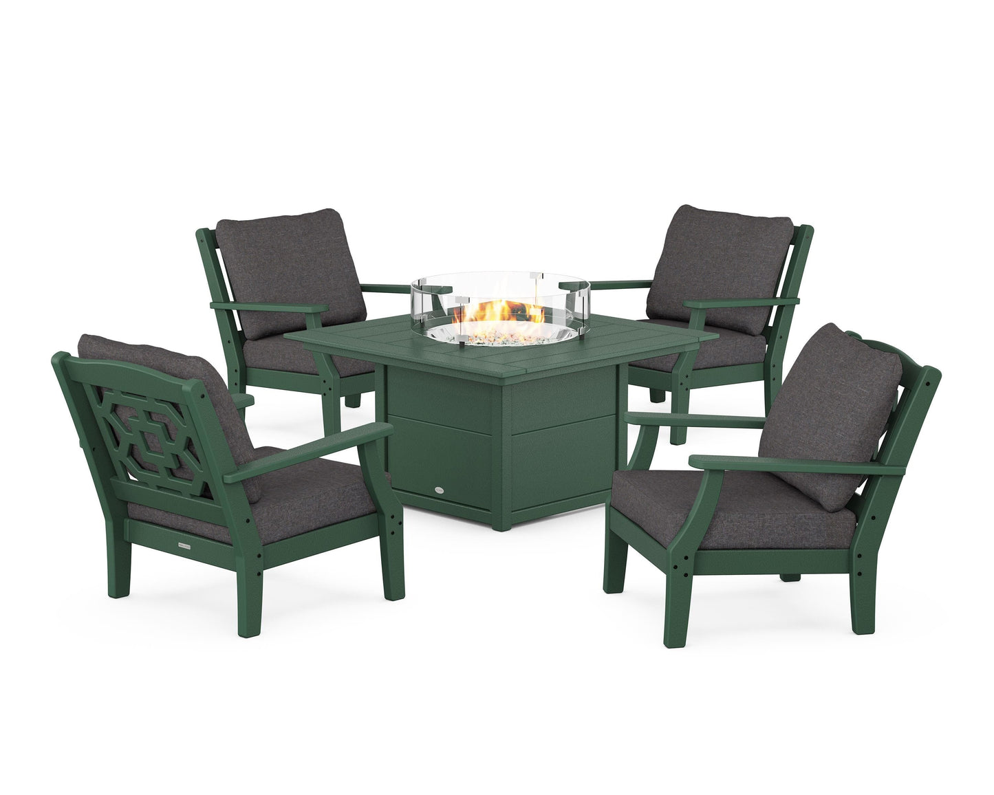 Chinoiserie 5-Piece Deep Seating Set with Fire Pit Table