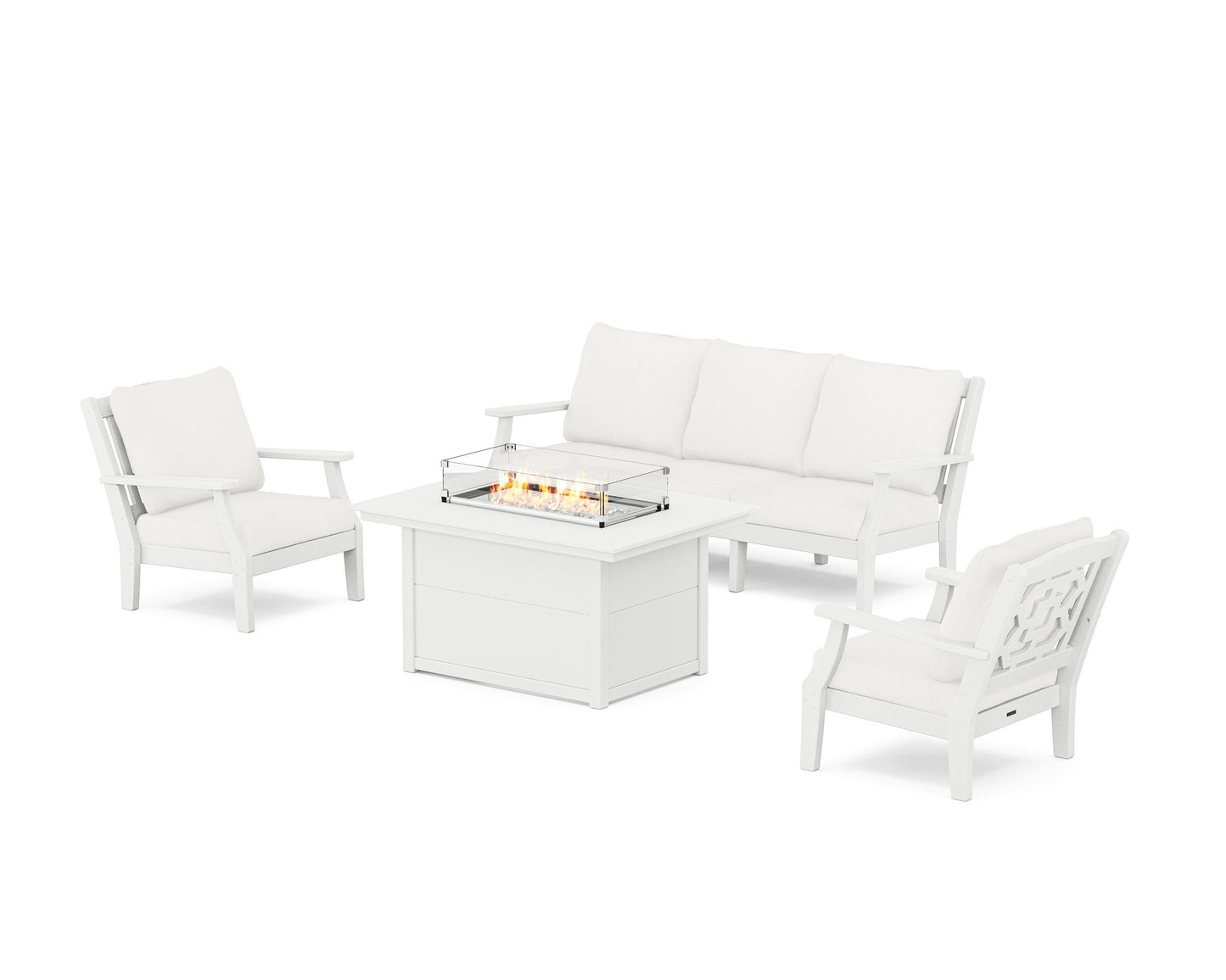 Chinoiserie Deep Seating Fire Pit Table Set