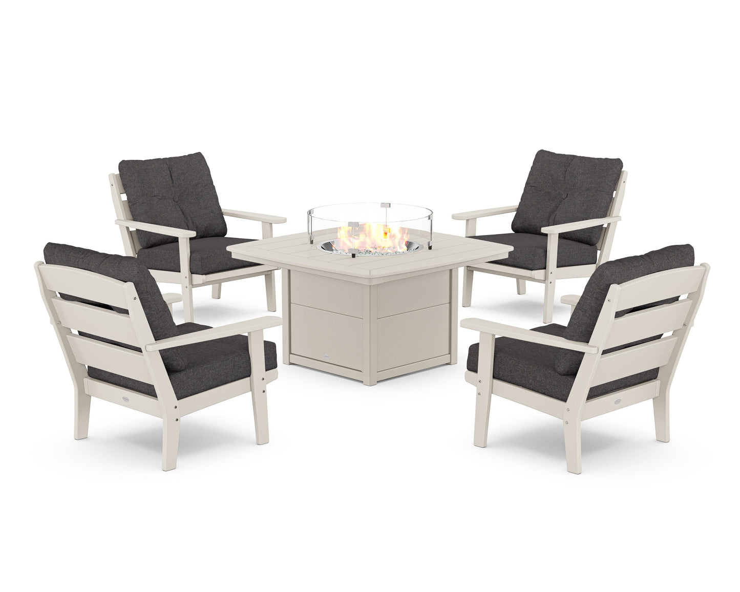 Lakeside 5-Piece Deep Seating Set with Nautical Fire Pit Table