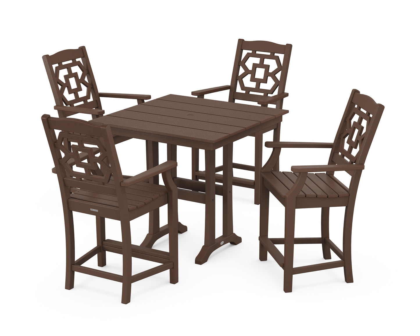 Chinoiserie 5-Piece Farmhouse Counter Set with Trestle Legs