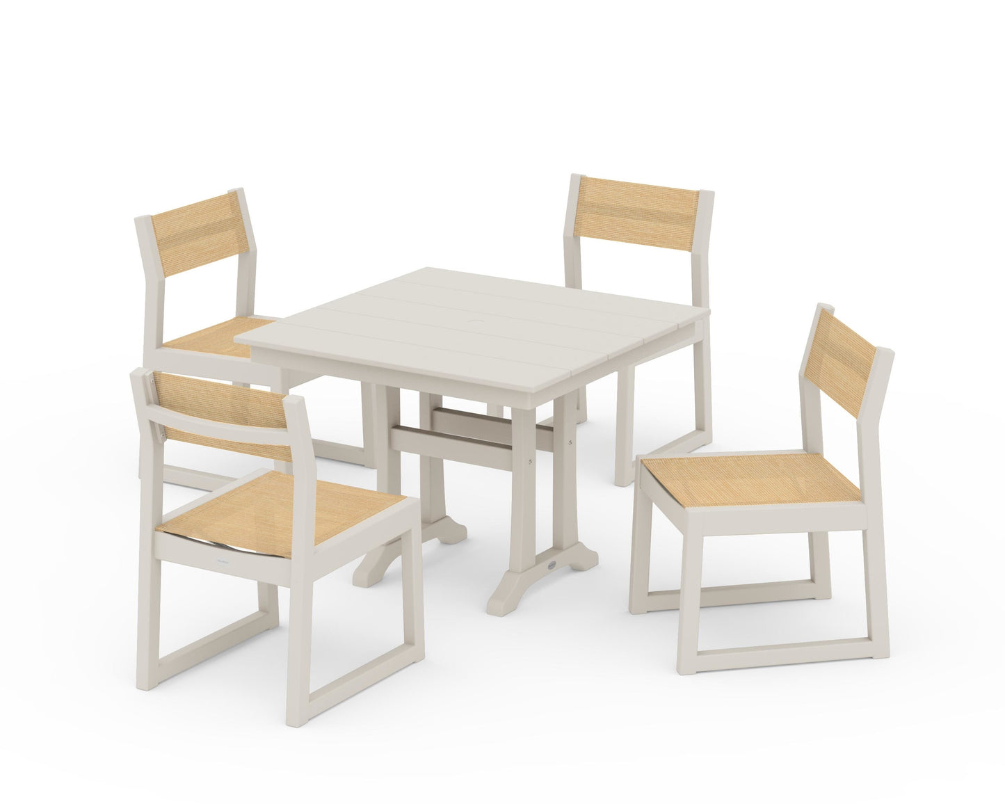 EDGE Sling 5-Piece Farmhouse Trestle Side Chair Dining Set