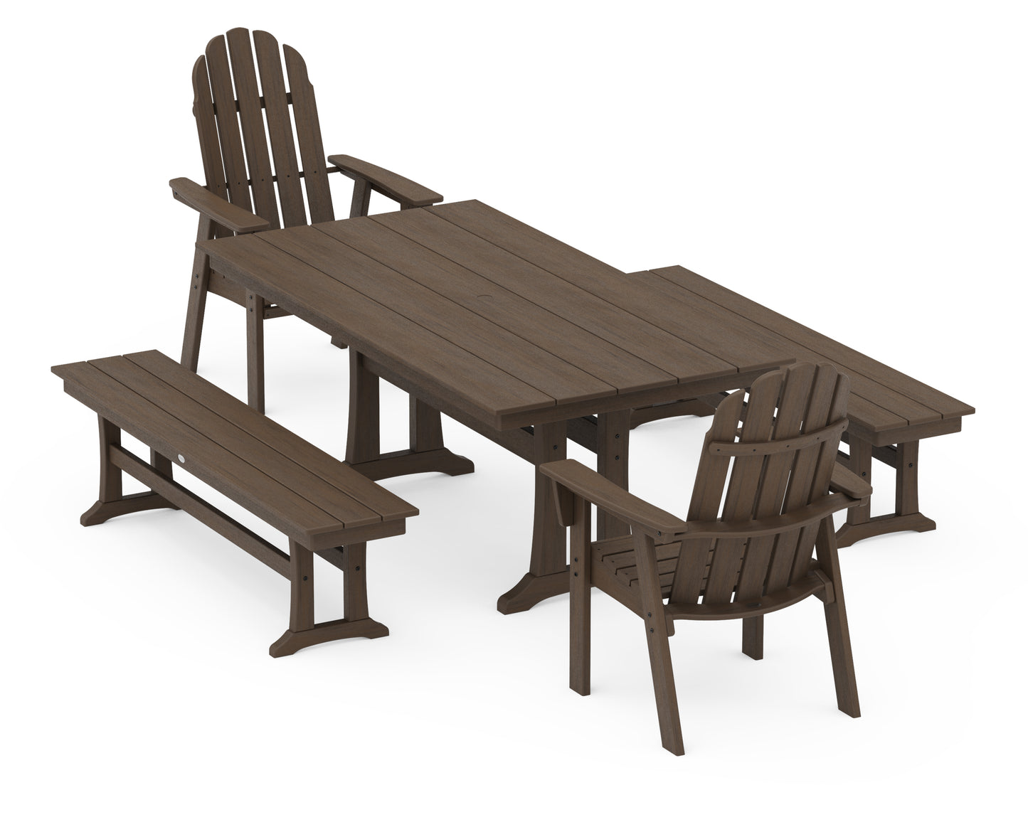 Vineyard Adirondack 5-Piece Farmhouse Dining Set With Trestle Legs