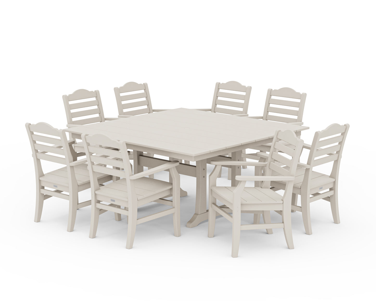 Savannah 9-Piece Square Farmhouse Dining Set with Trestle Legs