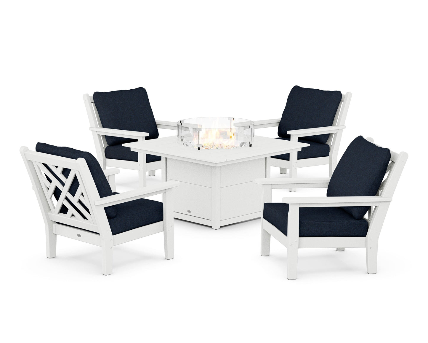 Chippendale 5-Piece Deep Seating Set with Fire Pit Table